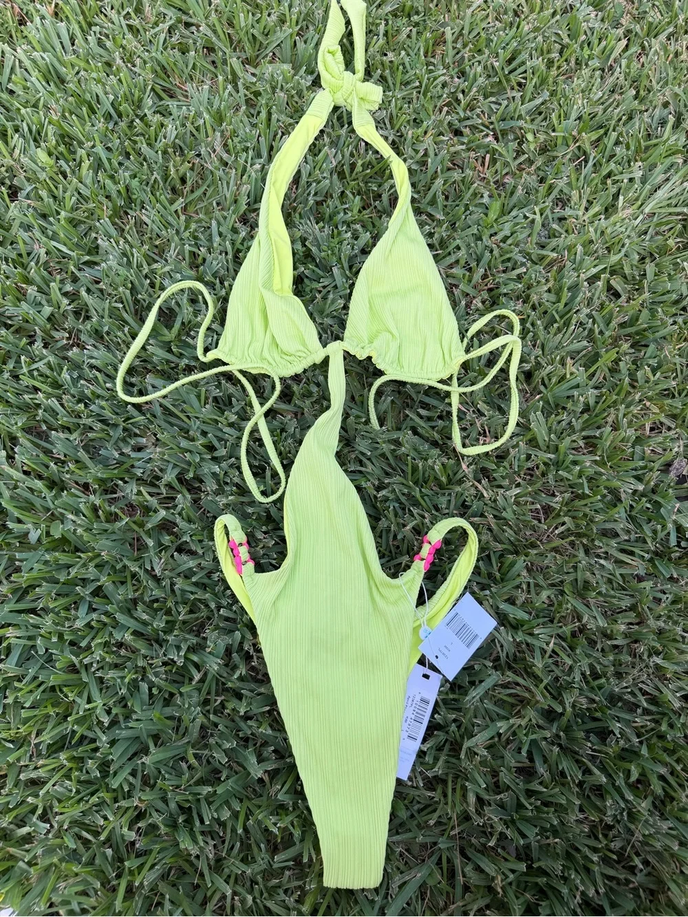 Frankies Bikinis April Plissé Monokini Kiwi One Piece NWT Large $190